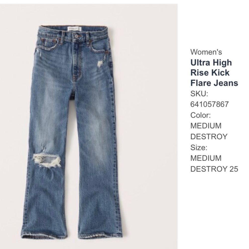 Ultra High Rise Kick Flare Ripped Jeans